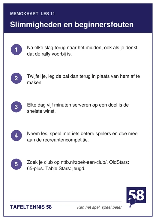 Memokaart van les 11